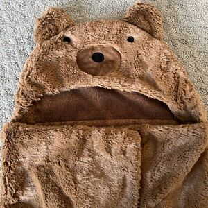 Pottery Barn faux fur baby hooded bear towel